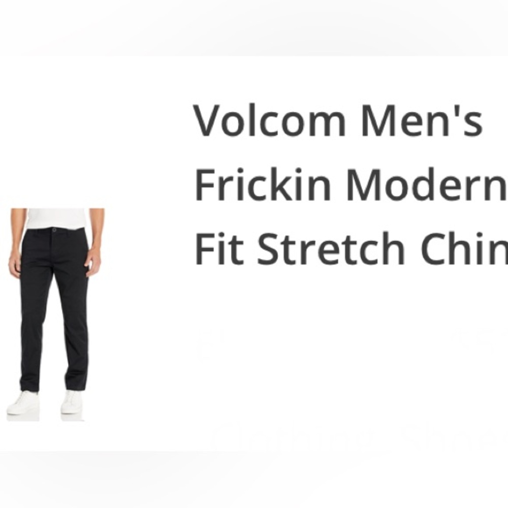 NWT Volcom Frikin Modern Stretch Chino Pants Black 32x32 - Picture 2 of 12